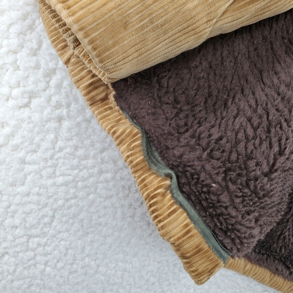 Vtg Jacket Coat Mens 44 Tan Corduroy Faux Fur Lined Zip Up Quilted Sleeves - Picture 11 of 16